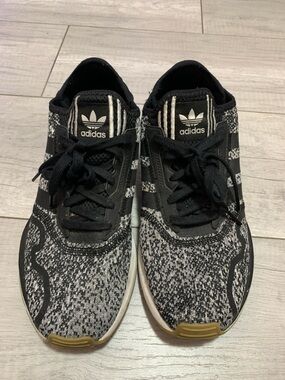 adidas Black and White Knit Running Shoes